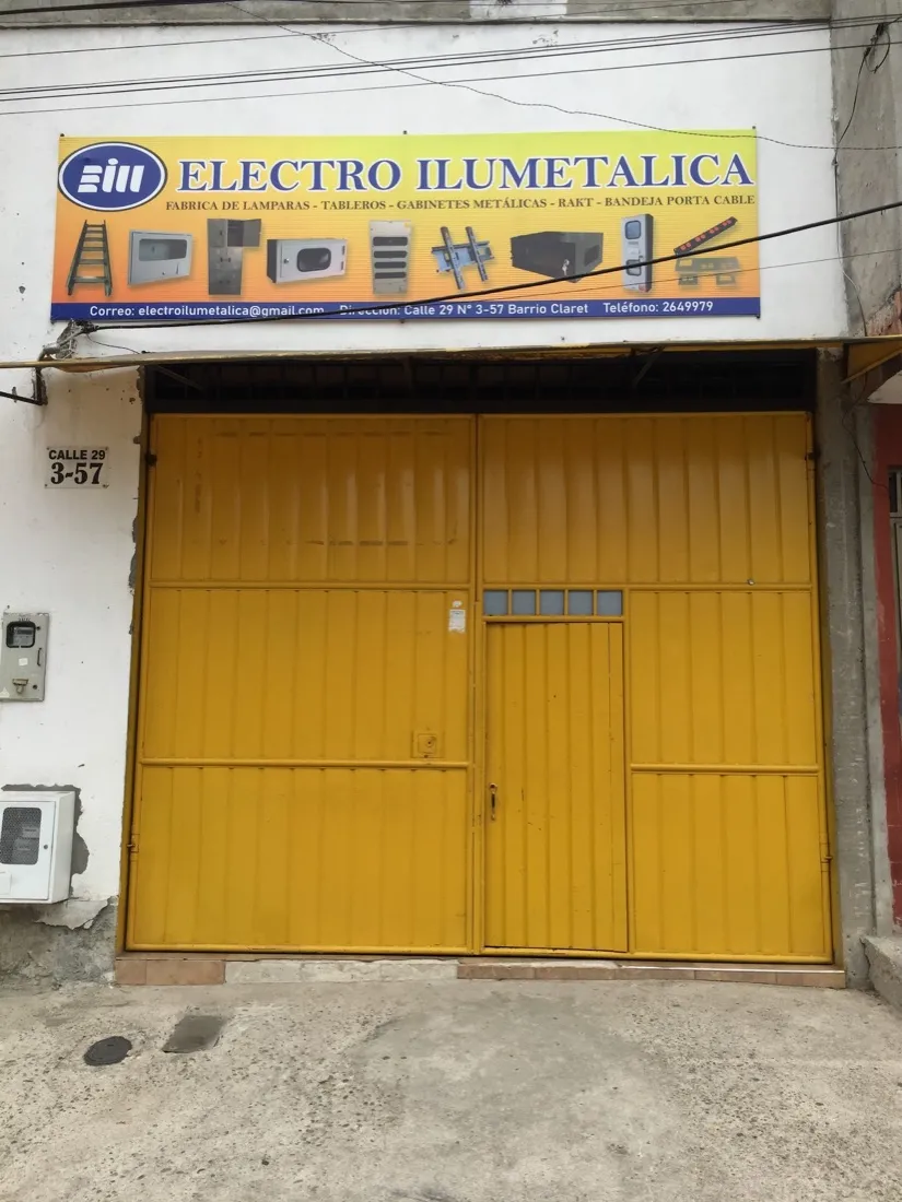Fachada del taller de Electrolumetalica en el barrio Claret, Ibagué